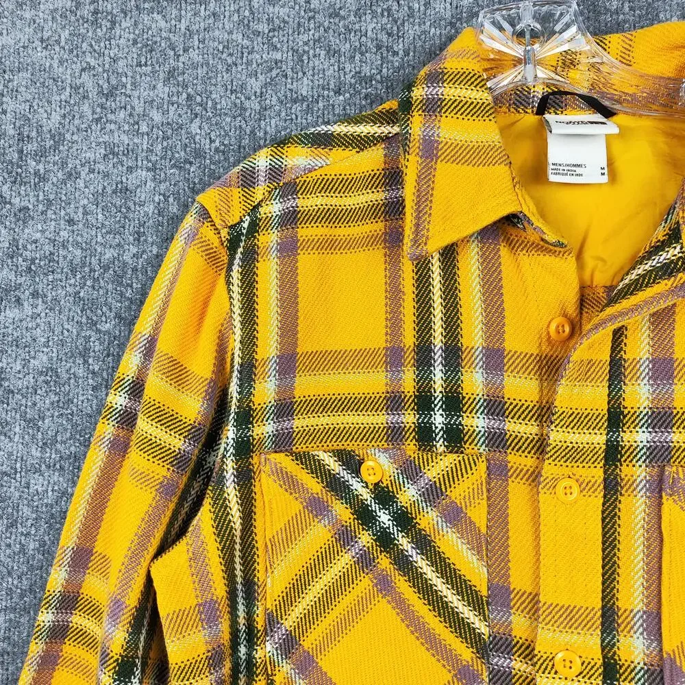 North Face Shirt Mens Medium Yellow Plaid Flannel Button Front Long Sleeve